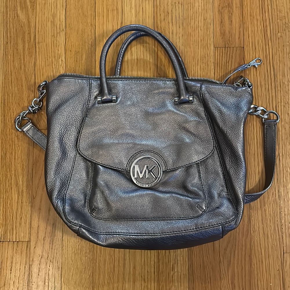 Silver Grey MK leather crossbody